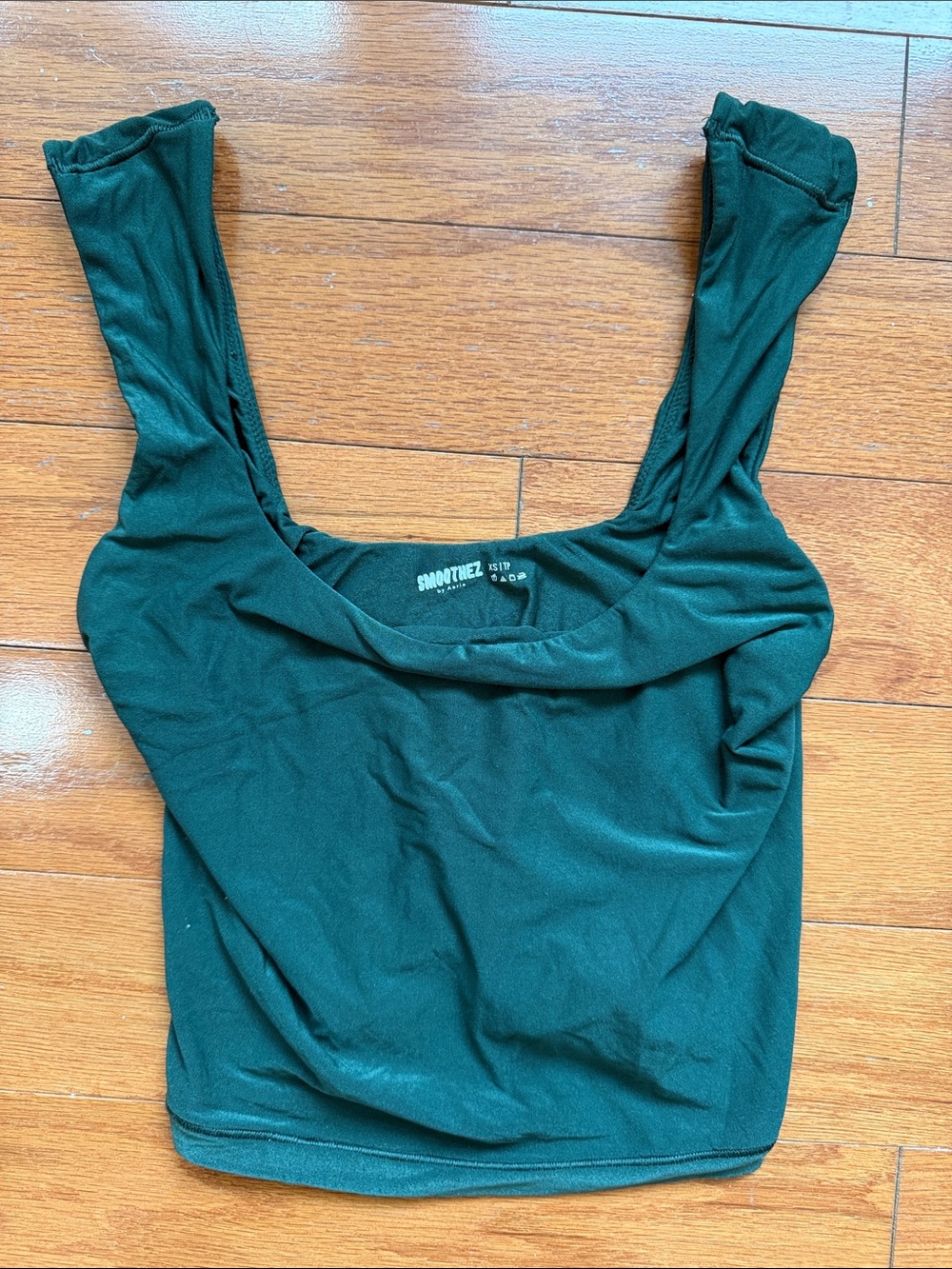 aerie Dark Green Square Neck Crop Tank